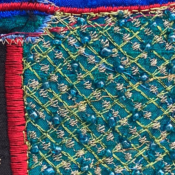 Chico’s Asian Deep Teal Embroidered Silk Tunic sz2 - Picture 4 of 13